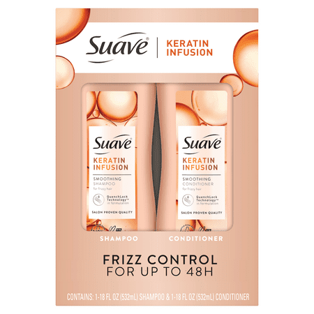Suave Professionals Keratin Infusion Smoothing Shampoo and Conditioner with Pump 28 oz 2 Count