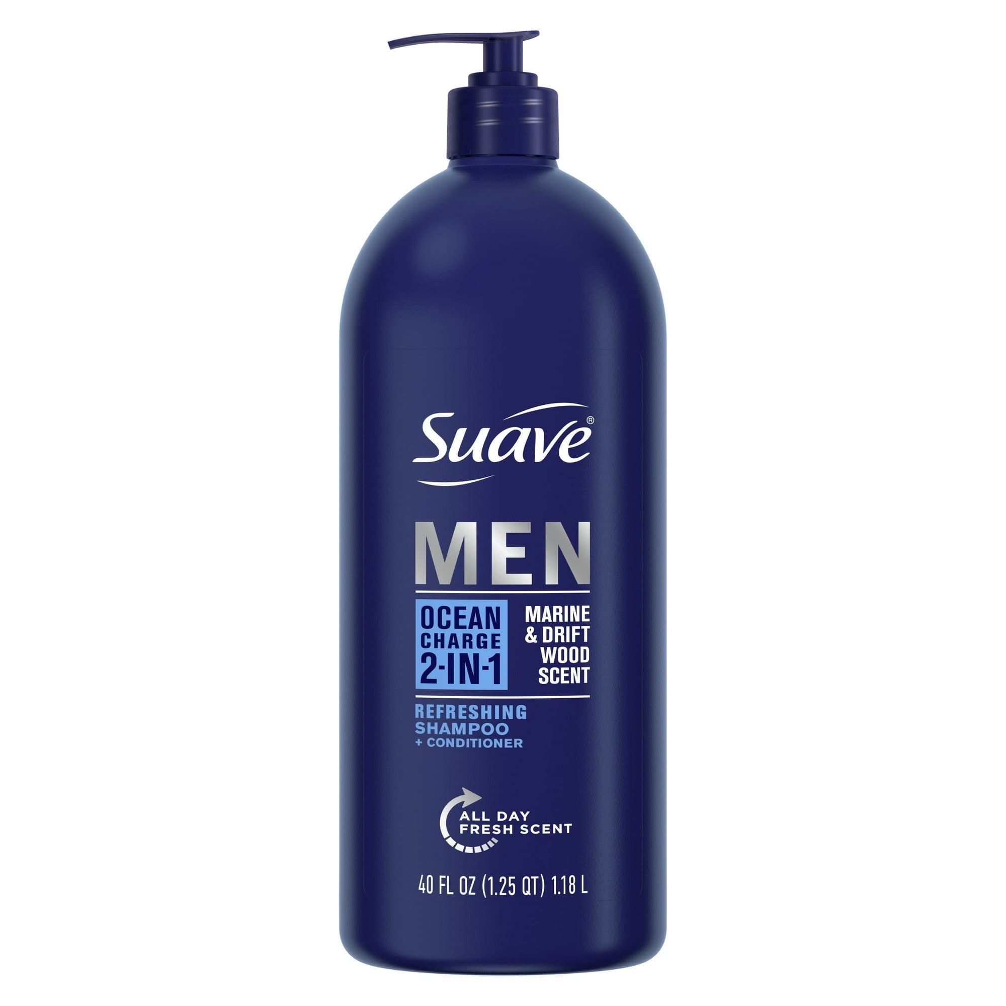 Suave Professionals Men 2-in-1 Shampoo & Conditioner, Moisturizing, Ocean Charge, 40 fl oz (4 Pack)