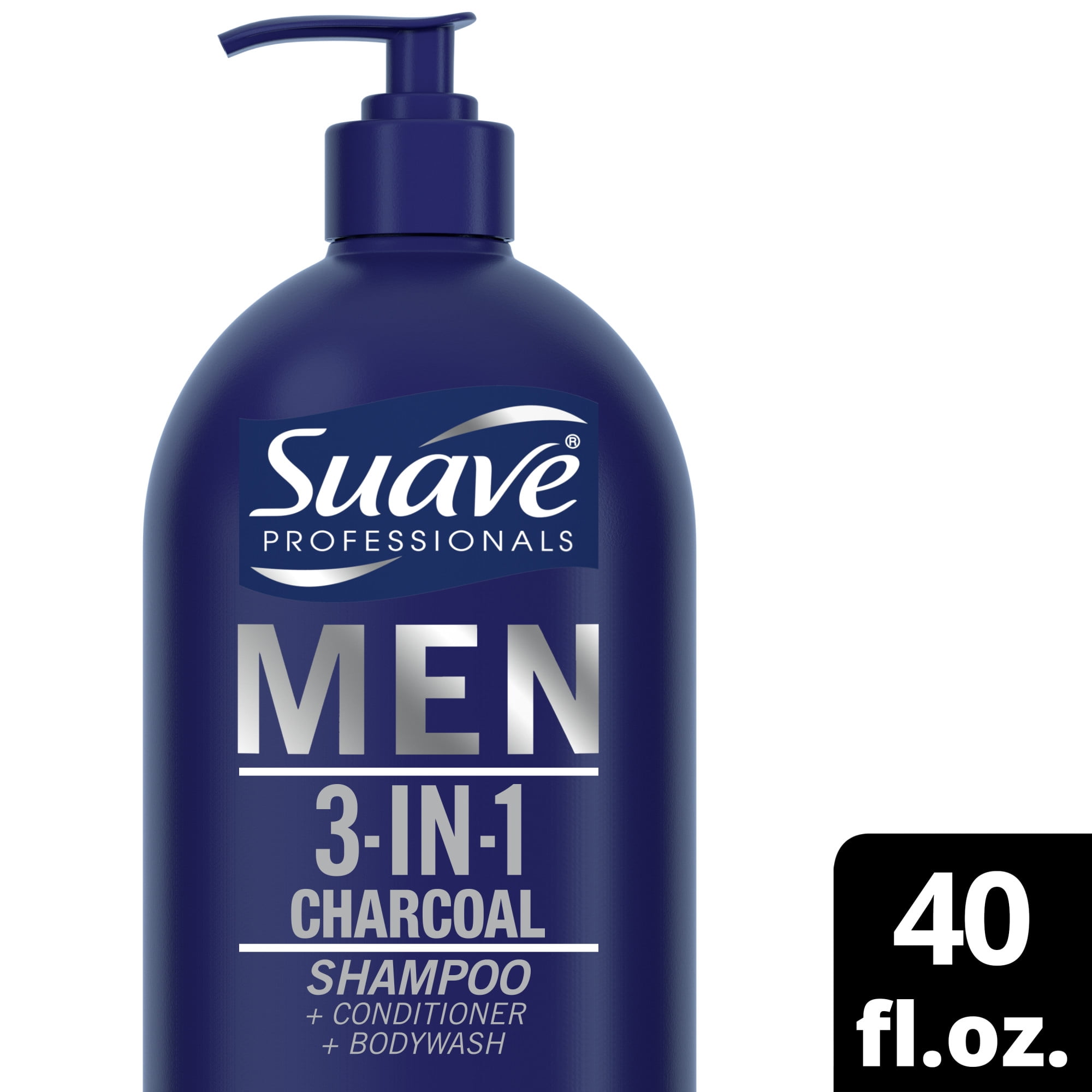 Suave Professionals Men 3in1 Shampoo, Conditioner & Body Wash, Charcoal, 40 fl oz