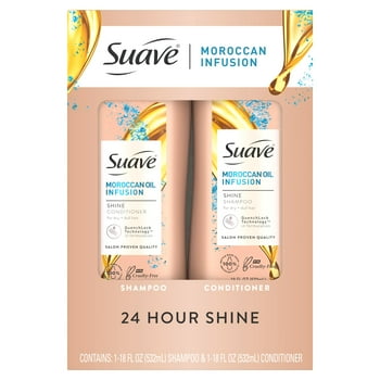 Suave Professionals Moroccan Oil Infusion Shampoo & Conditioner Set, Shine Enhancing, 18 fl oz, 2 Pack