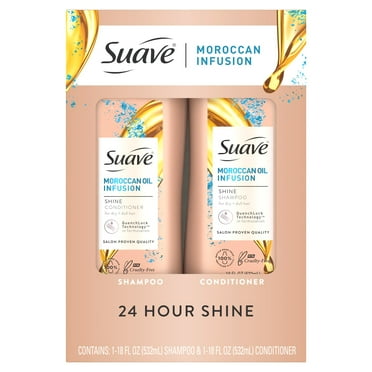 Suave Professionals Moroccan Oil Infusion Shampoo & Conditioner Set, Shine Enhancing, 18 fl oz, 2 Pack