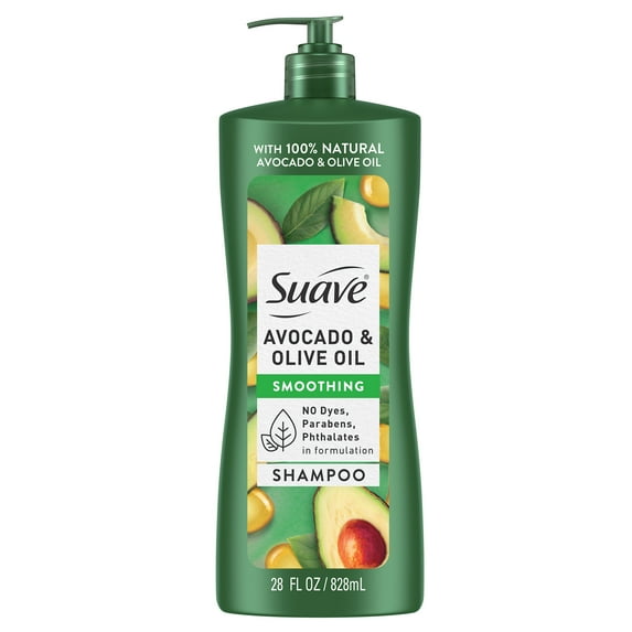 Suave Professionals Smoothing Shampoo, Avocado & Olive Oil with Pump, 28 fl oz
