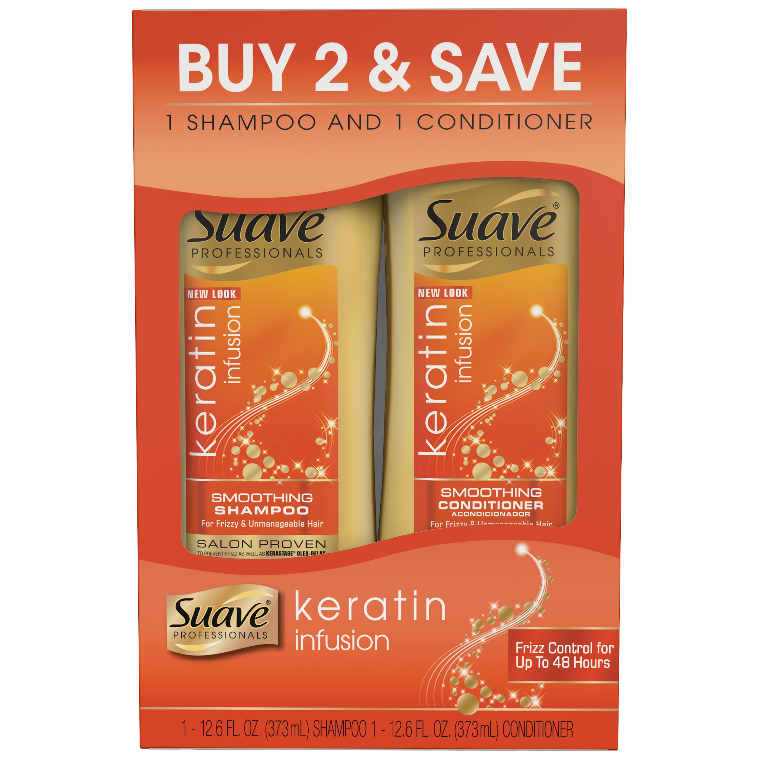 Suave Professionals Smoothing Shampoo and Conditioner, Keratin Infusion, 12.6 Oz, Twin Pack - image 1 of 7