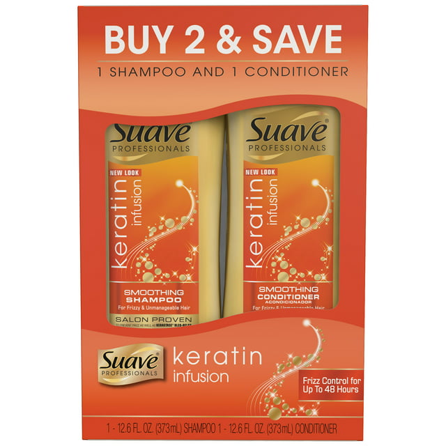 Suave Professionals Smoothing Shampoo and Conditioner, Keratin Infusion, 12.6 Oz, Twin Pack