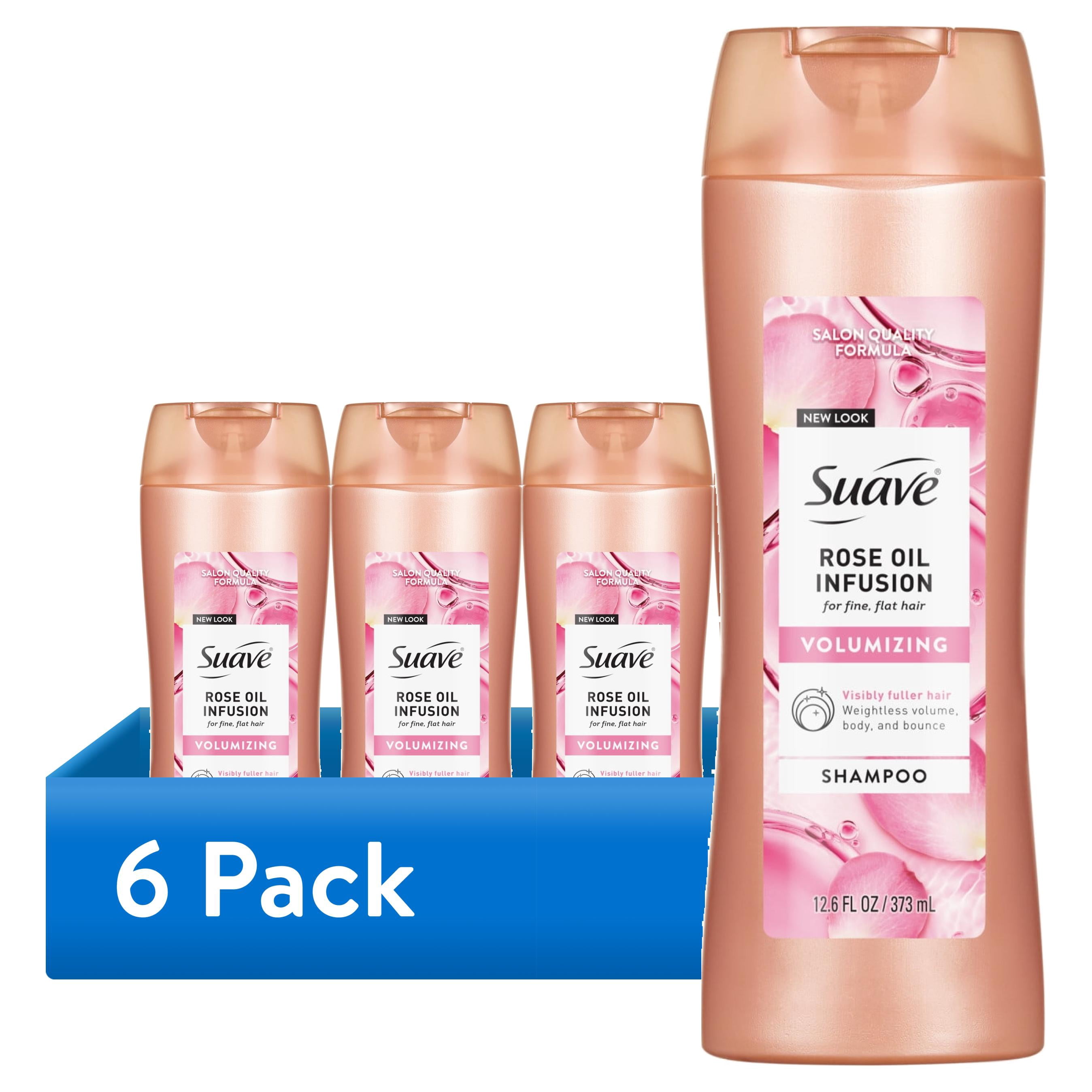 (6 pack) Suave Rose Oil Infusion Volumizing Shampoo for Fine, Flat Hair, 12.6 FL OZ
