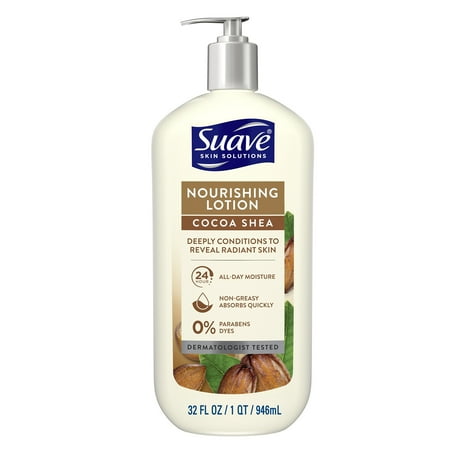 Suave Skin Solutions Nourishing Body Lotion with Cocoa Butter and Shea for all Skin Types, 32 oz