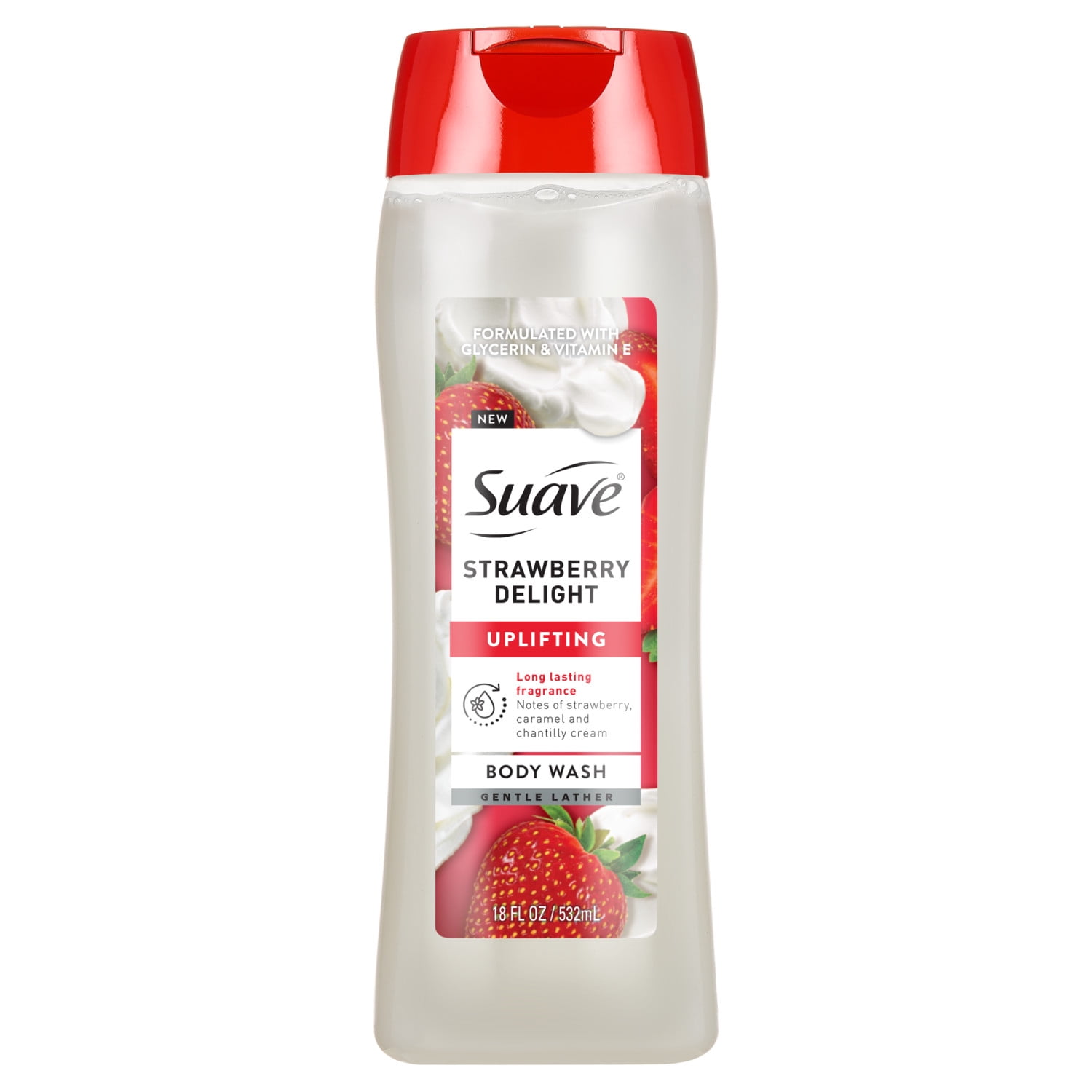 Suave Strawberry Delight Uplifting Body Wash, with Glycerin & Vitamin E, 18 FL OZ