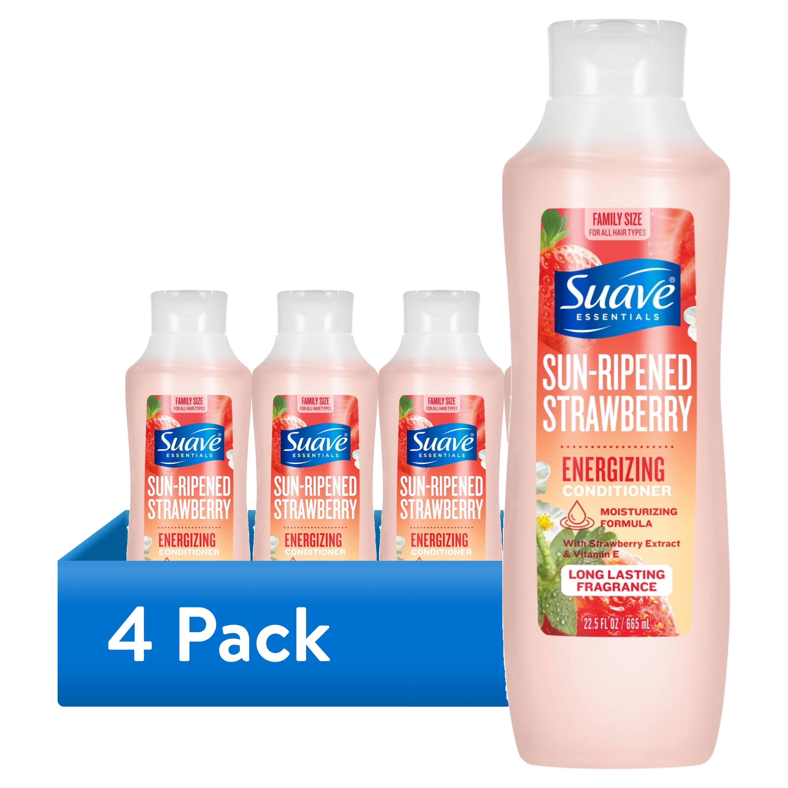 (4 pack) Suave Sun-Ripened Strawberry Conditioner with Strawberry Extract & Vitamin E, 22.5 FL OZ