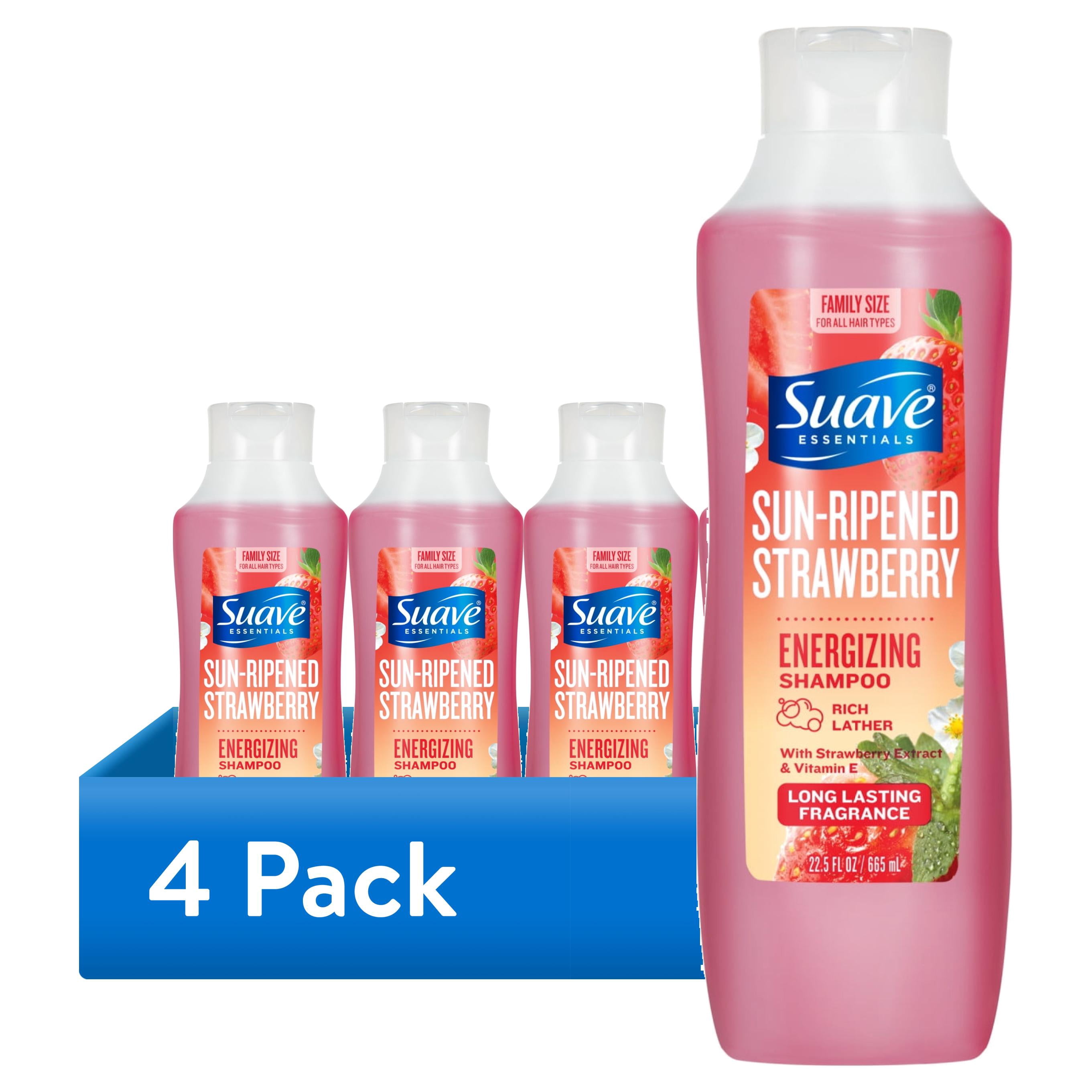 (4 pack) Suave Sun-Ripened Strawberry Shampoo with Strawberry Extract & Vitamin E, 22.5 FL OZ