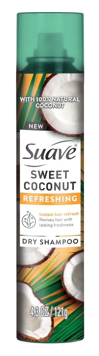 Suave Suave Sweet Coconut Refreshing Dry Shampoo, for Reviving Dull or Limp Hair, 4.3 oz (Pack of 3)