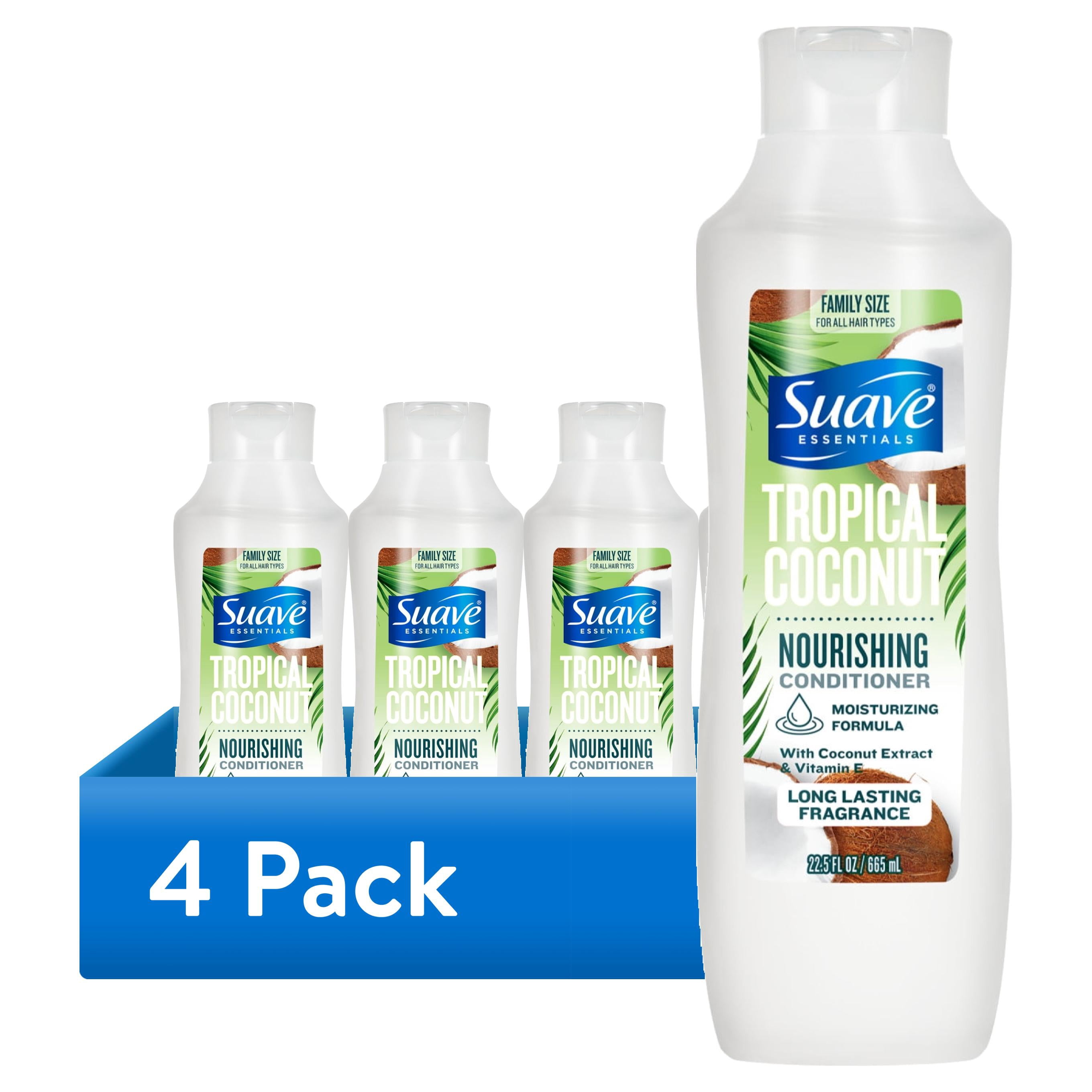 (4 pack) Suave Tropical Coconut Nourishing Conditioner with Coconut Extract & Vitamin E, 22.5 FL OZ