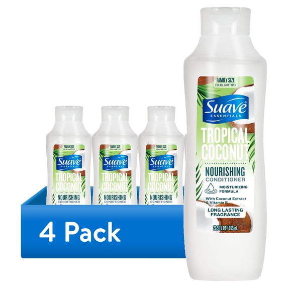 (4 pack) Suave Tropical Coconut Nourishing Conditioner with Coconut Extract & Vitamin E, 22.5 FL OZ