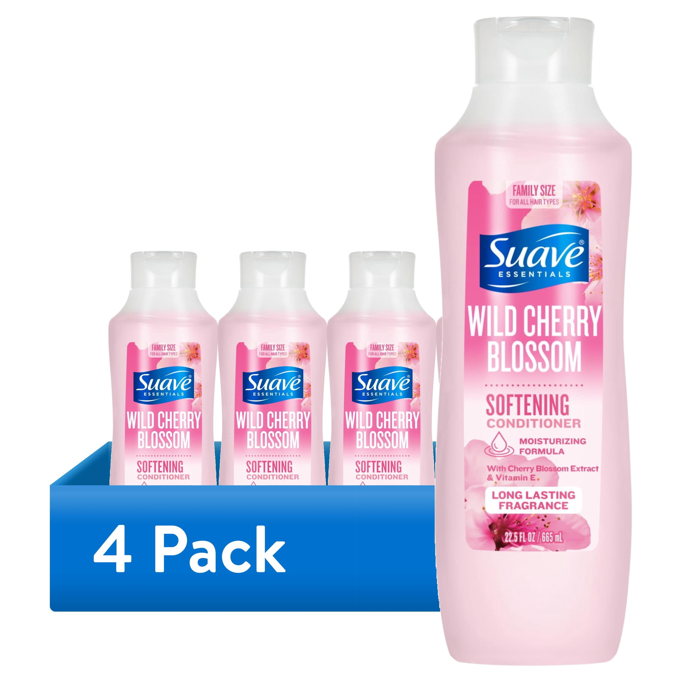 (4 pack) Suave Wild Cherry Blossom Softening Conditioner with Cherry Blossom Extract & Vitamin E, 22.5 FL OZ