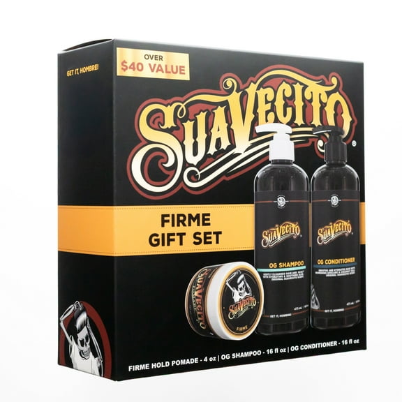 Suavecito Firme Hair Care Gift Set, for All Hair Types, Firme Pomade, Shampoo, and Conditioner, Men