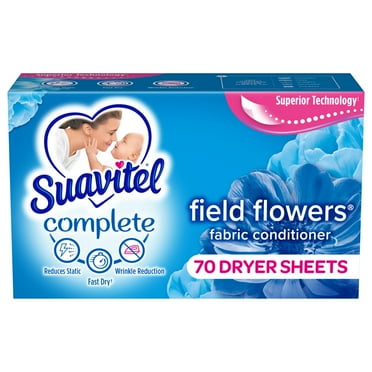Suavitel Complete Dryer Sheets, Fabric Conditioner, Field Flowers, 70 Sheets