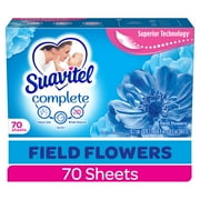 Suavitel Complete Dryer Sheets, Fabric Conditioner, Field Flowers, 70 Sheets
