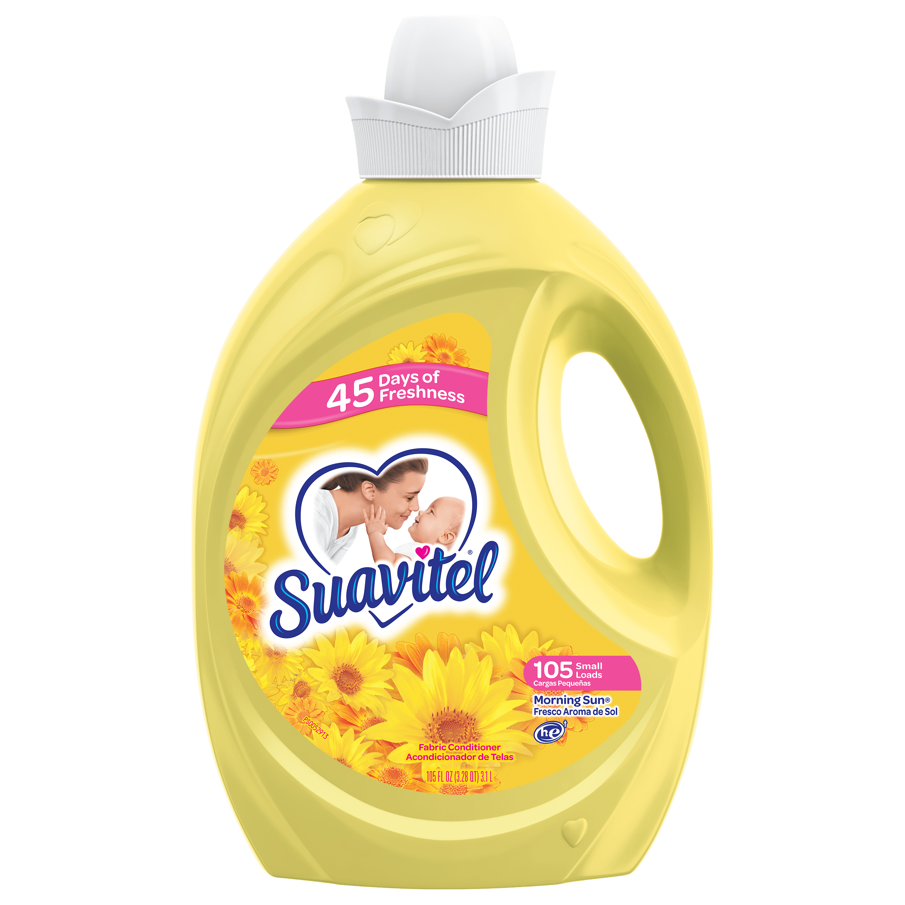 Suavitel Liquid Fabric Conditioner, Laundry Fabric Softener, Morning Sun Scent, 105 oz, Enough Liquid For 105 Small Loads