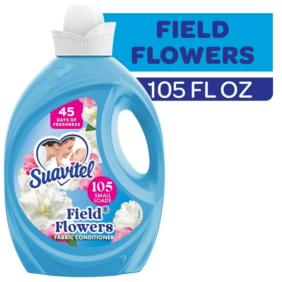 Suavitel Fabric Conditioner, Liquid Fabric Softener, 45 Days of Freshness, Field Flowers Scent, 105 fl oz