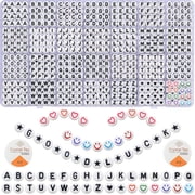 Suaxova 1480pcs Letter Beads Kit for Bracelets Making, 4x7mm Round A-Z Alphabet Beads for Friendship Bracelets with Colorful Heart Beads Smiley Face Beads Crystal String for Jewelry Making