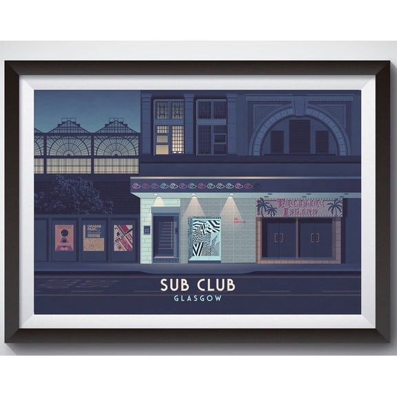Sub Club Poster, Glasgow, Scotland, Nightclub, Electronic Music, Dance Music, Travel Print, Jamaica Street, Subculture, Optimo Espacio Wall Art, Modern Wall Decor, 12x18 UNFRAMED