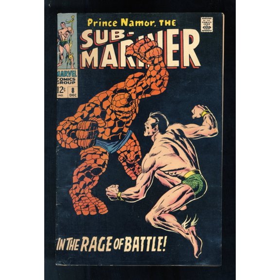 Sub-Mariner #8 FN- 5.5 Prince Namor Vs Thing! Classic Cover!  Comic Book