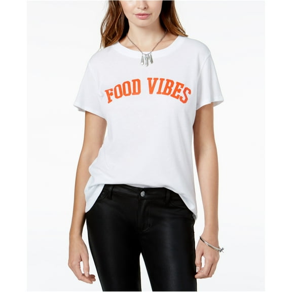 Sub Urban Riot Womens Food Vibes Graphic T-Shirt, White, Medium