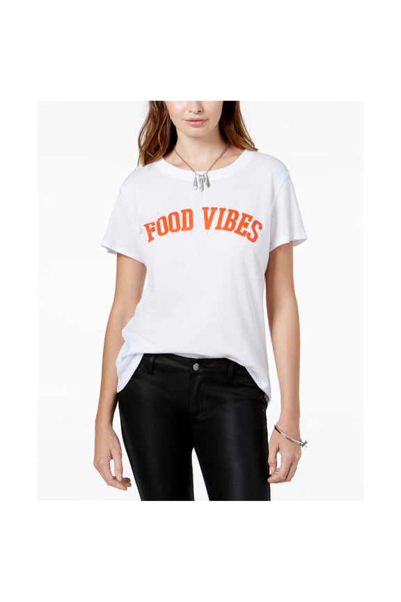 Sub Urban Riot Womens Food Vibes Graphic T-Shirt, White, Medium