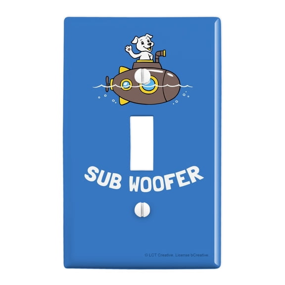 Sub Woofer Dog Submarine Funny Humor Plastic Wall Decor Toggle Light Switch Plate Cover