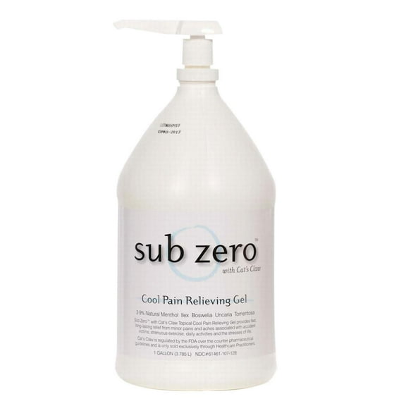Sub-Zero Cool Pain Relieving Gel 3.9% Menthol with Cats Claw, 1 Gallon