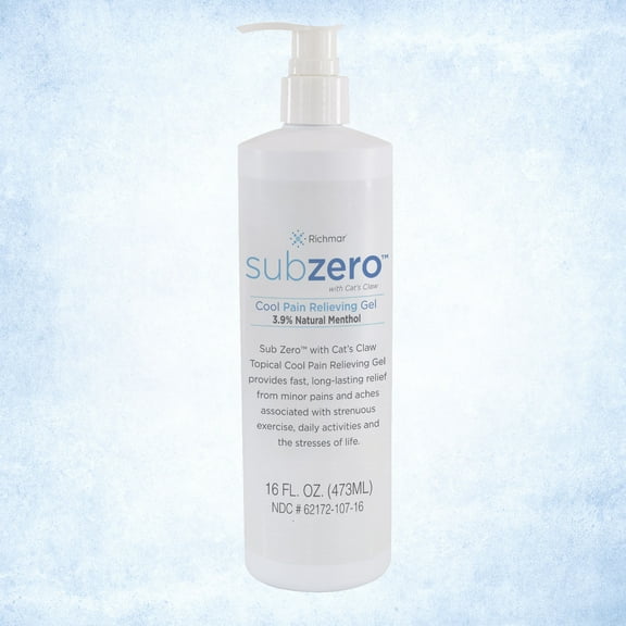 Sub-Zero Over-the-Counter Cooling Gel for Body Aches and Pain, Muscle Relief, 16 oz Bottle