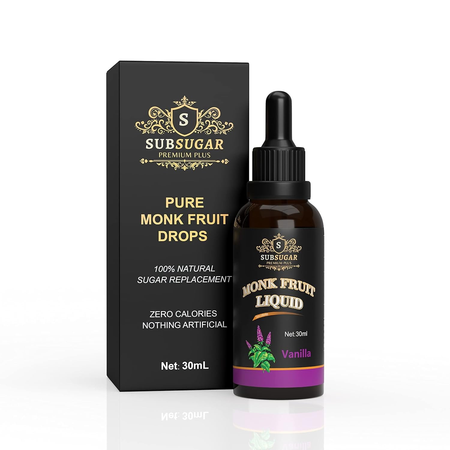 SubSugar Organic Monk Fruit Drops Pure Liquid Sweetener No Erythritol