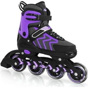 SubSun Inline Skates for Adults Men Women Adjustable Aggressive Durable Roller Blades with Giant Wheels Purple S