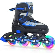 SubSun Kids Blades Roller for Boys Girls 4 Sizes Adjustable Inline Skates Blue Size S