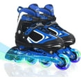 thumbnail image 1 of SubSun Kids Boys Inline Skates Adjustable Blades Skate Light up Wheels Blue Size M, 1 of 7