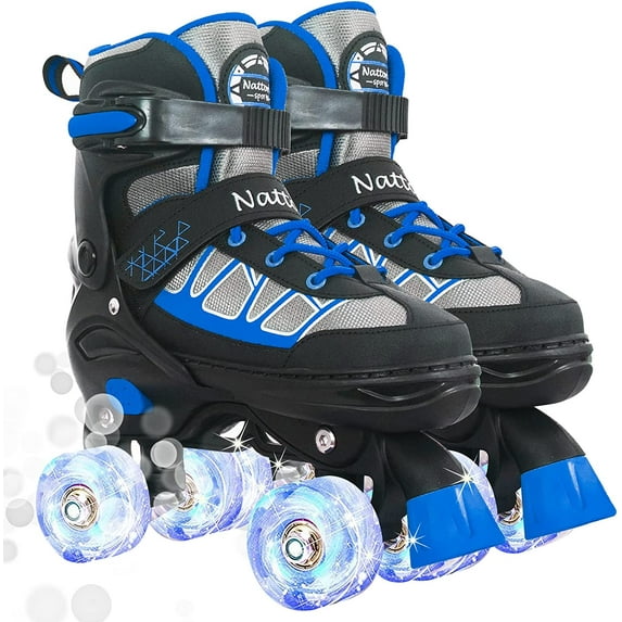SubSun Kids Roller Skates for Boys and Girls 4 Size Adjustable Light Up Wheels Blue Size L