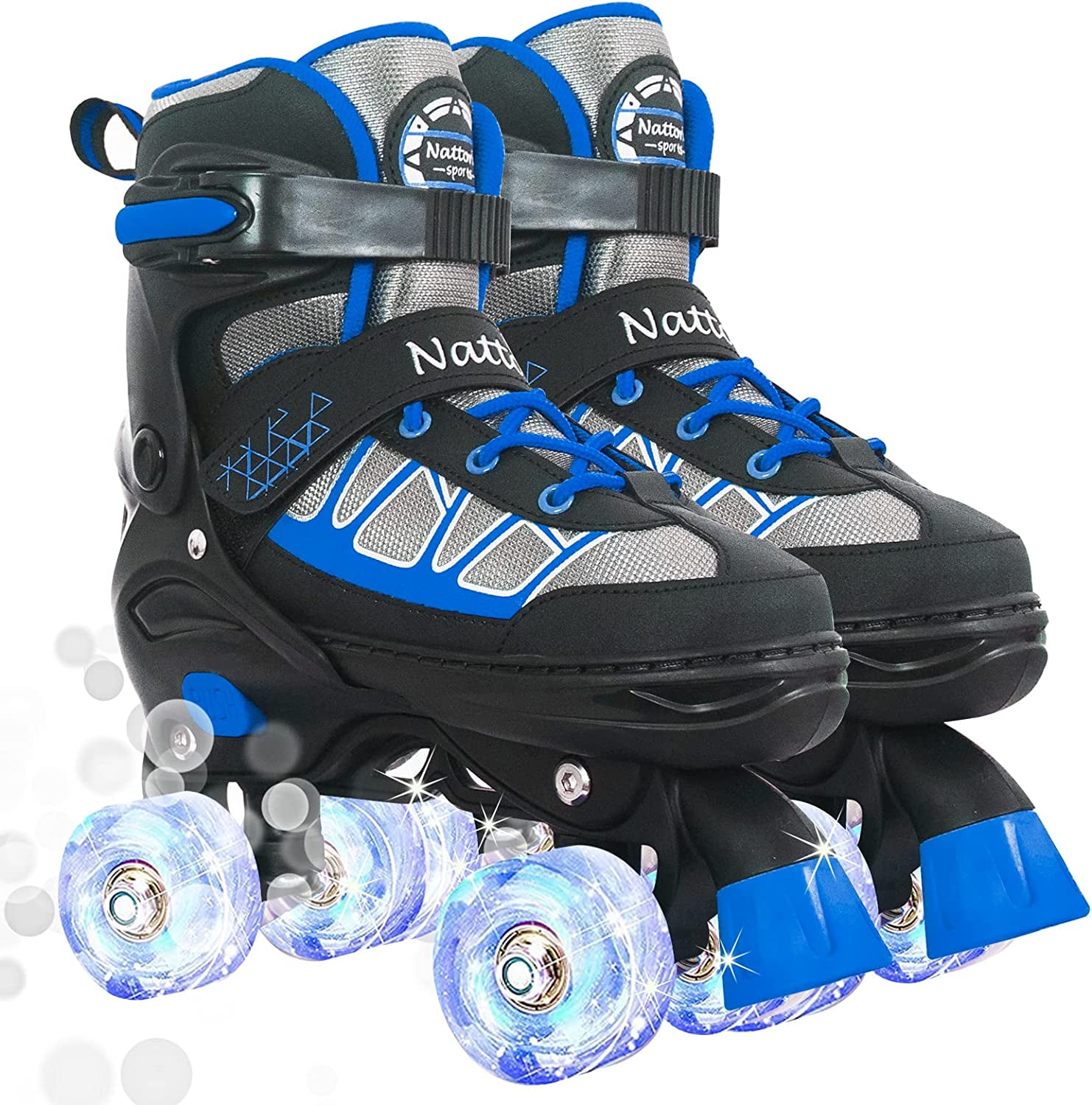 SubSun Kids Roller Skates 4 Size Adjustable Light Up Wheels Blue