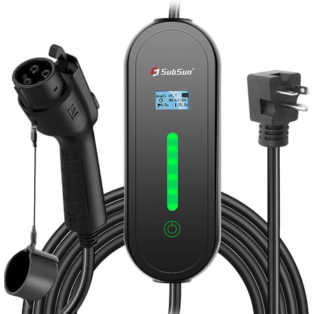SubSun Universal Level 1 & 2 Portable EV Charger 16Amp 110V-240V Electric Car Charger for All EVs Include J1772, 25FT EV Charging Cable with NEMA 6-20P and 5-15 Adapter