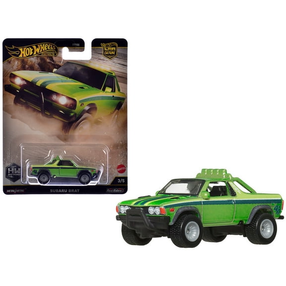 Subaru BRAT Utility Truck Green Metallic with Stripes "HW Off Road" Series Diecast Model Car by Hot Wheels