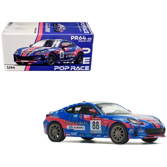 Subaru BRZ #88 Blue with Graphics "Tokyo Subaru Racing" 1/64 Diecast Model Car by Pop Race