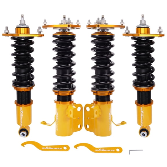 Subaru BRZ (ZN6/ZC6) 2012-2020 Coilovers Kit - 24-Way Damping, Adjustable Height 1-3", Gold Finish, Front Camber Plates, 6/5 kg/mm Springs, Twin-Tube Shock Absorbers - Authority ID: MXR02FXSY