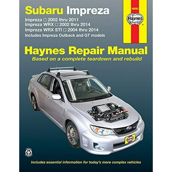 Subaru Impreza 2002 thru 2011, Impreza WRX 2002 thru 2014, Impreza WRX STI 2004 thru 2014: Includes Impreza Outback and GT Model
