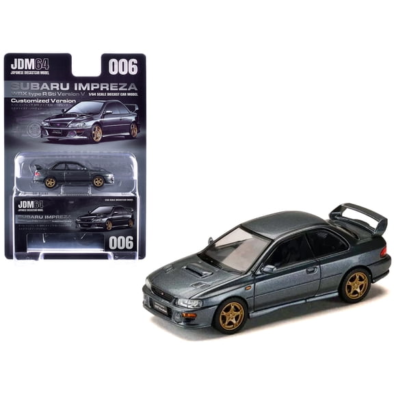 Subaru Impreza WRX Type R Sti Version V RHD Cool Gray Metallic "JDM64" Series 1/64 Diecast Model Car by Hobby Japan