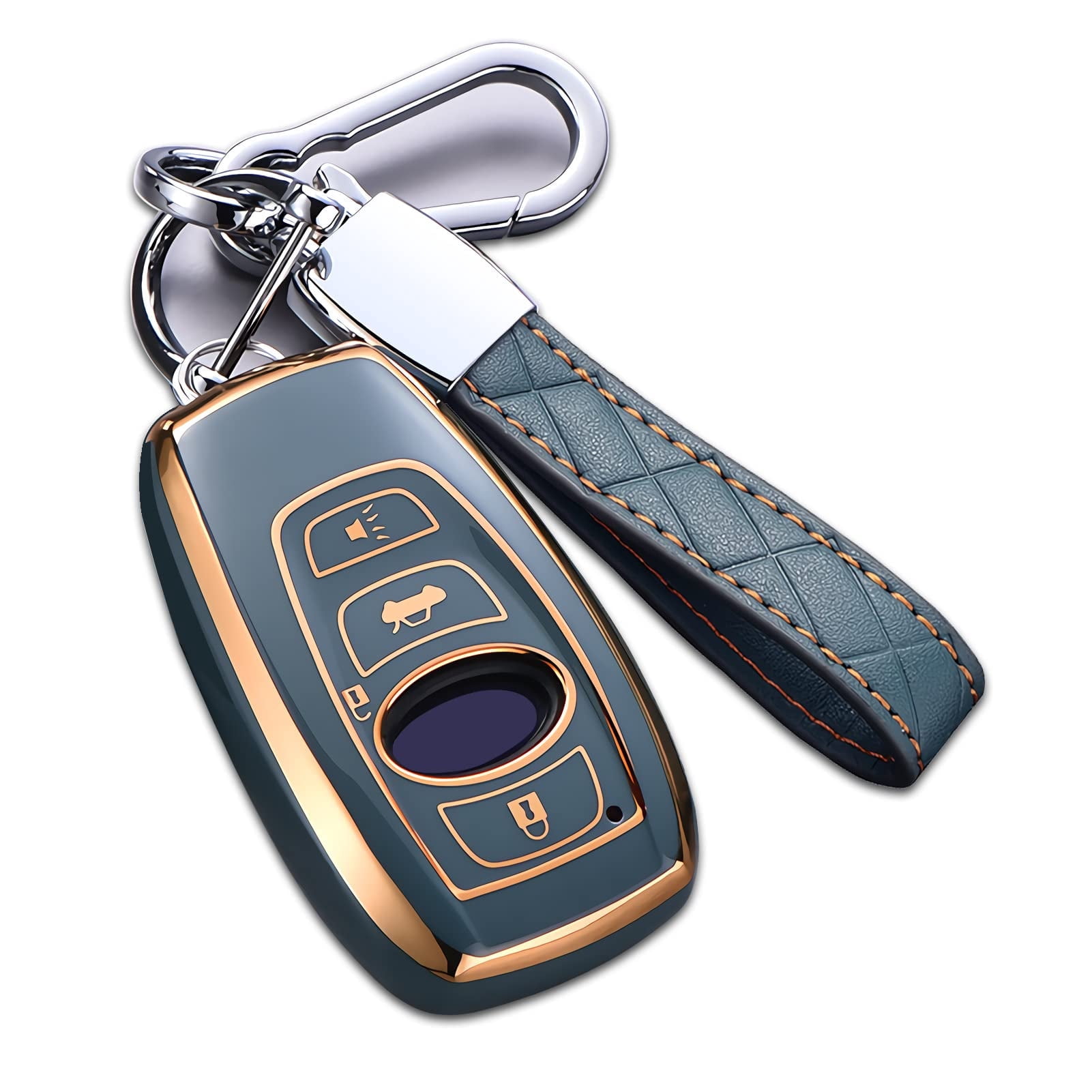 for Subaru Key Fob Cover, Premium Soft TPU Leather Full Cover Protection Key Fob Case for Subaru Forester Outback BRZ Legacy CrossTrek Smart Key Protector Keychain