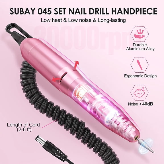 Subay Professional Finger Toe Nail Care Electric Nail Drill Machine with 120Pcs Clear Nail Color Swatches Display for Gel Polish Spiral Nail Sample Practice Sticks