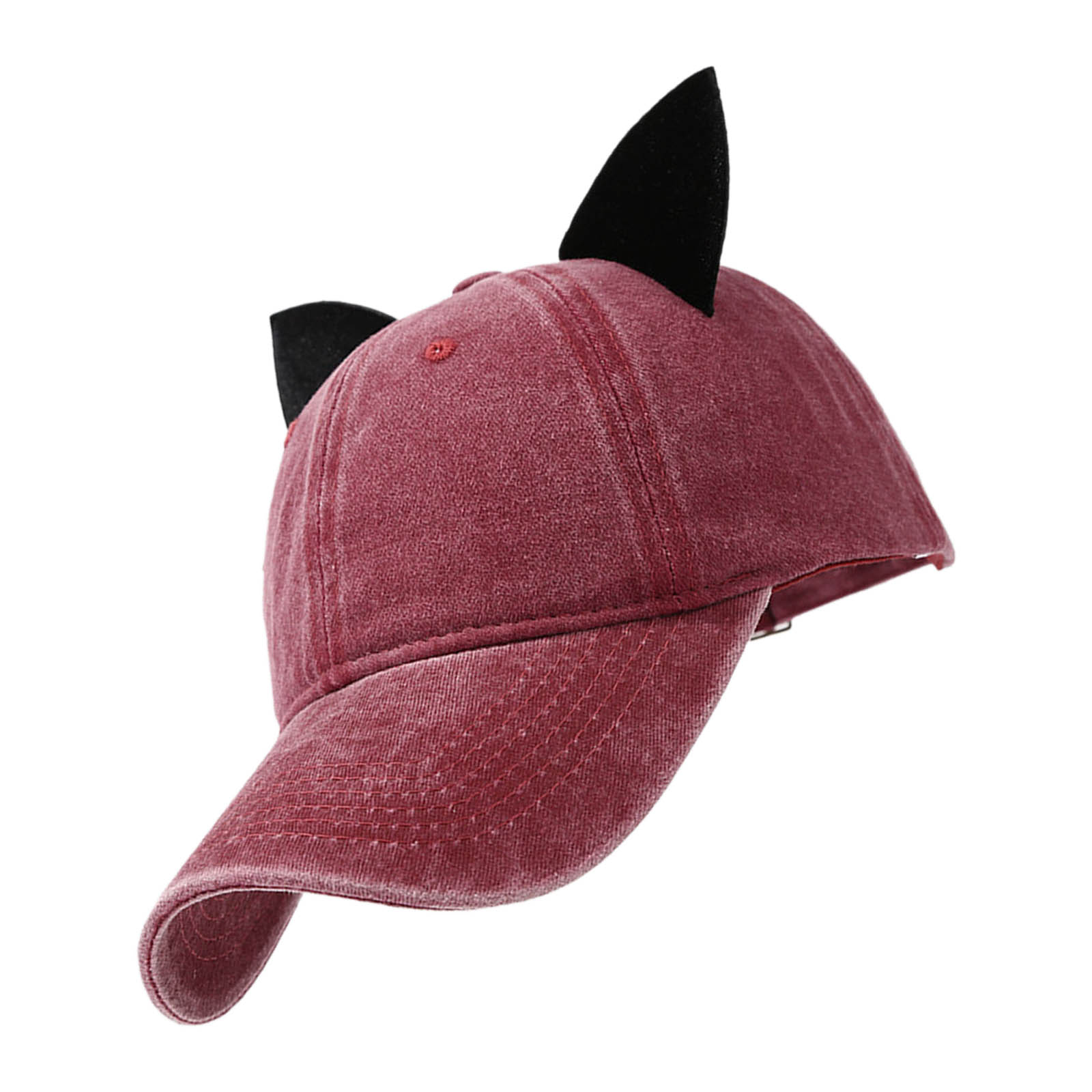 Subculture Casual Sport Hat Modern Baseball Hat Kitten Ears Adjustable Hat for Travel Fitness Workout