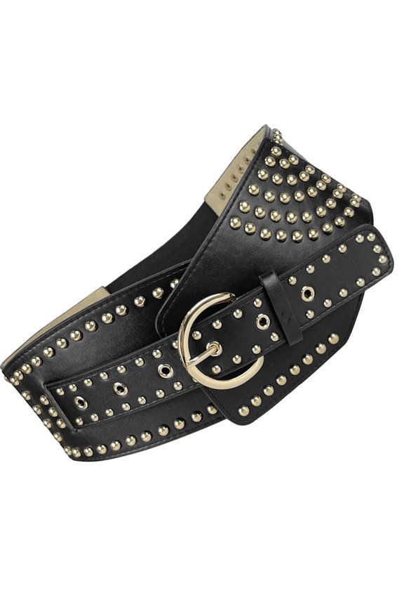 Subcultures Belt for Women Fashion PU Leather Belt Punk Rivets Studded Waistband for Dresses 2000s Girl Waist Decors