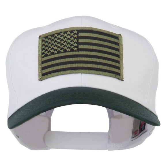 Subdued American Flag Patched Two Tone High Cap - Green White OSFM