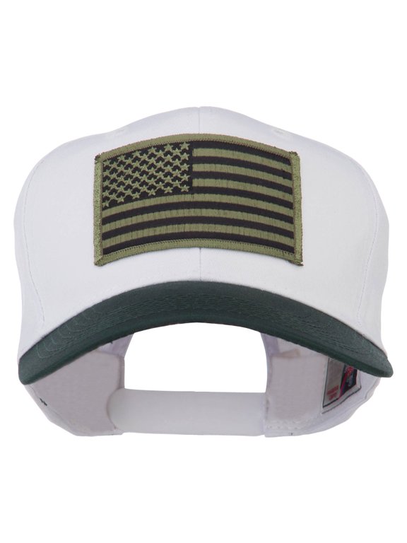 Subdued American Flag Patched Two Tone High Cap - Green White OSFM