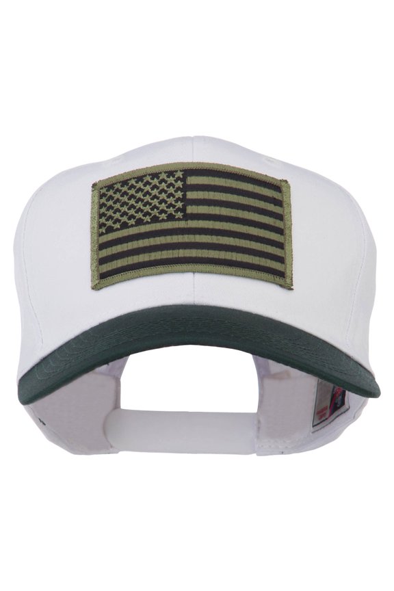 Subdued American Flag Patched Two Tone High Cap - Green White OSFM