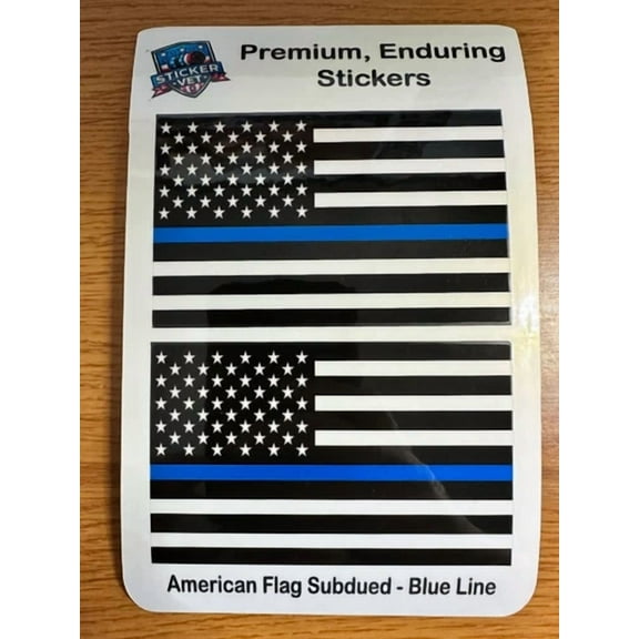 Subdued American Flag Thin Blue Line 4 X 2.5 Inch Twin Pack Usa